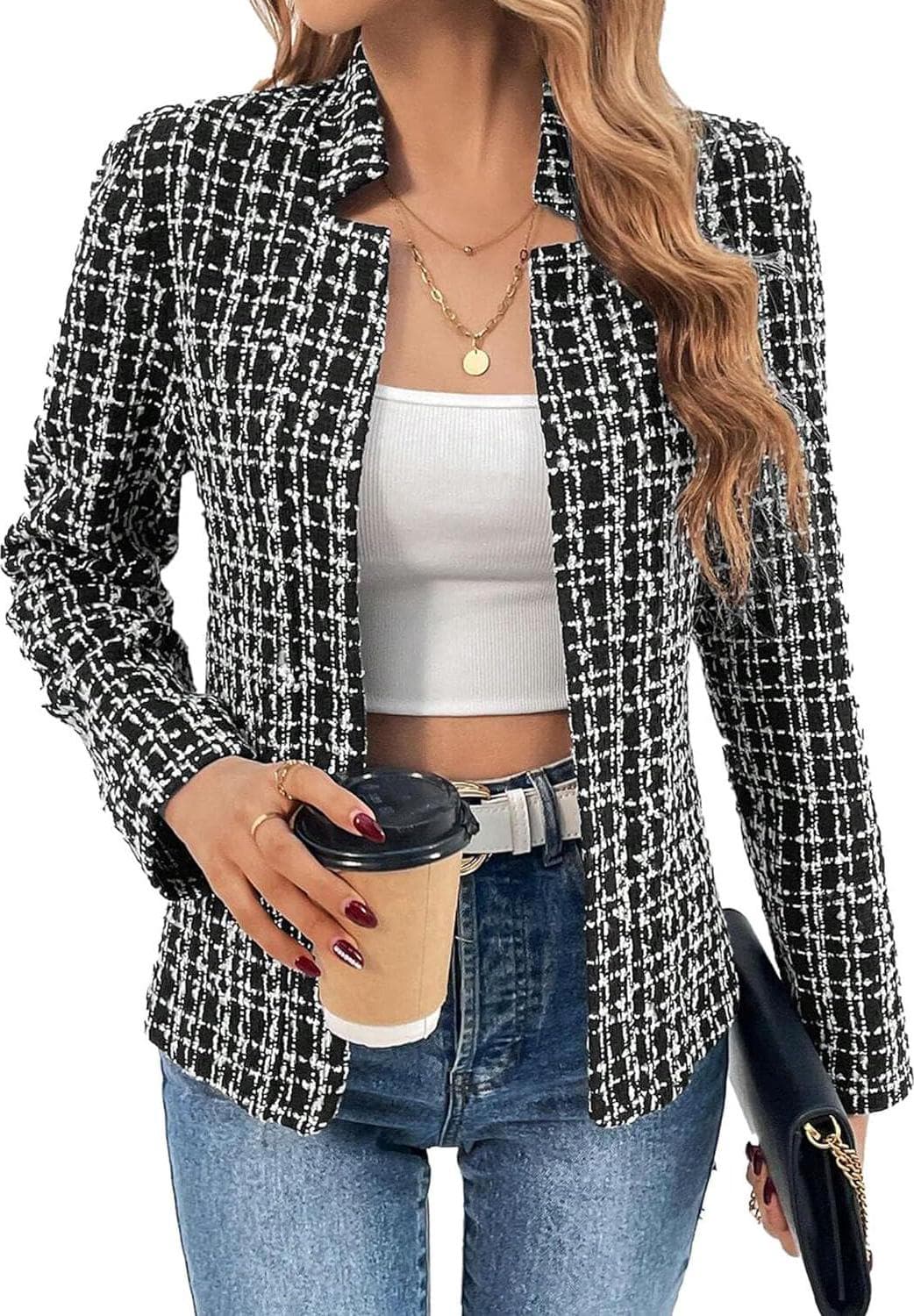 2024 Womens’ Cardigan Blazers Notched Fully Lined Casual Fashion Elegant Work Office Jackets