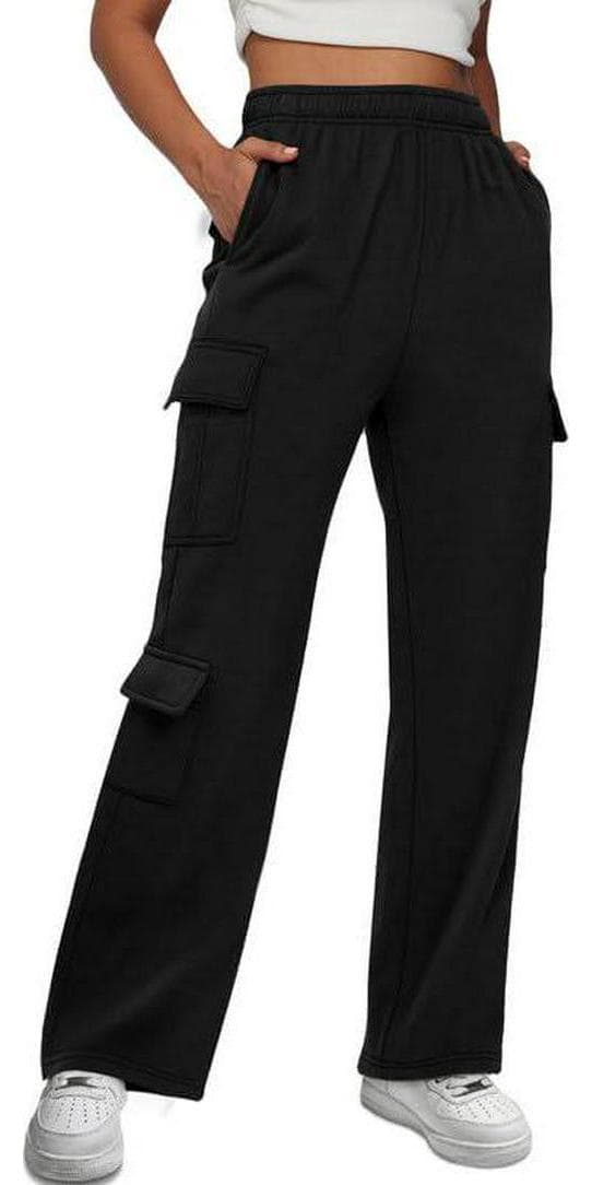 AUTOMET Womens Cargo Sweatpants Wide Leg Fleece Lined Y2k Pants for Women Fall Winter Baggy High Waisted Joggers with Pockets