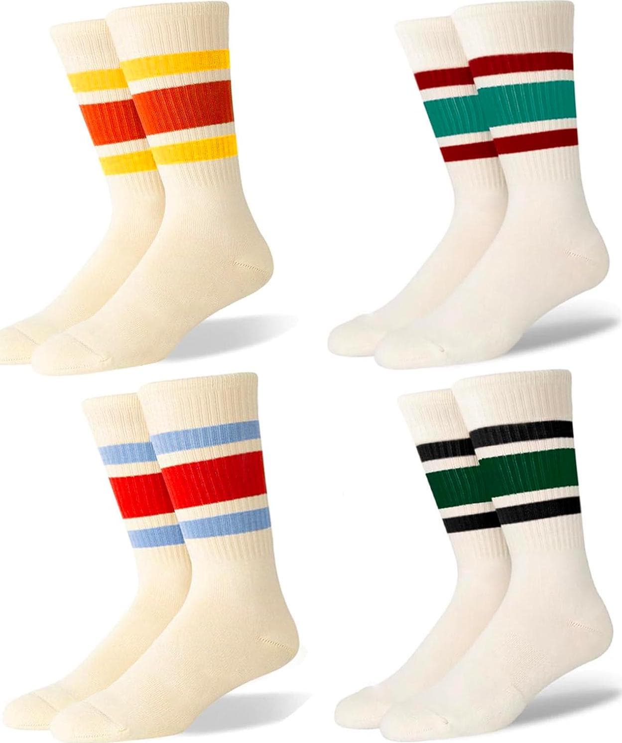 Funny Novelty Socks For Women Striped Retro Crew Socks Sporty Mid Calf Socks Casual Cotton Socks Women
