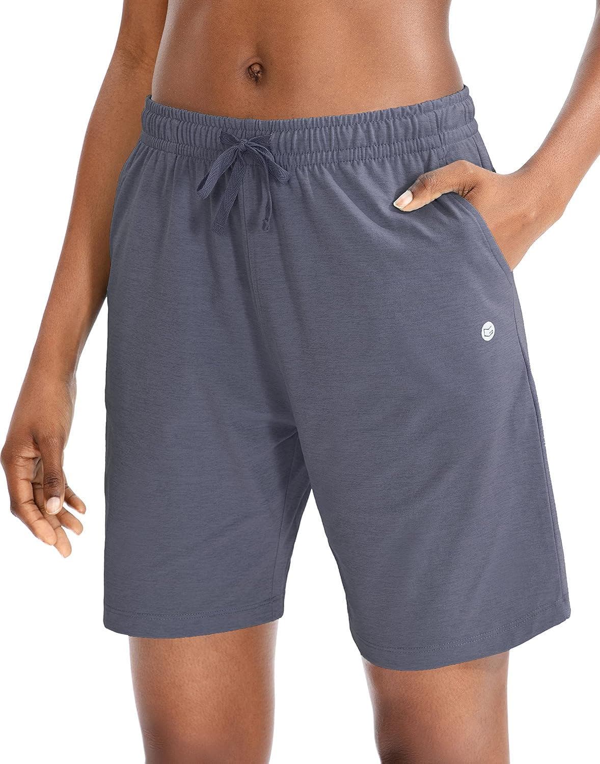 G Gradual Women’s Bermuda Shorts Jersey Shorts with Deep Pockets 7 Long Shorts for Women Lounge Walking Athletic