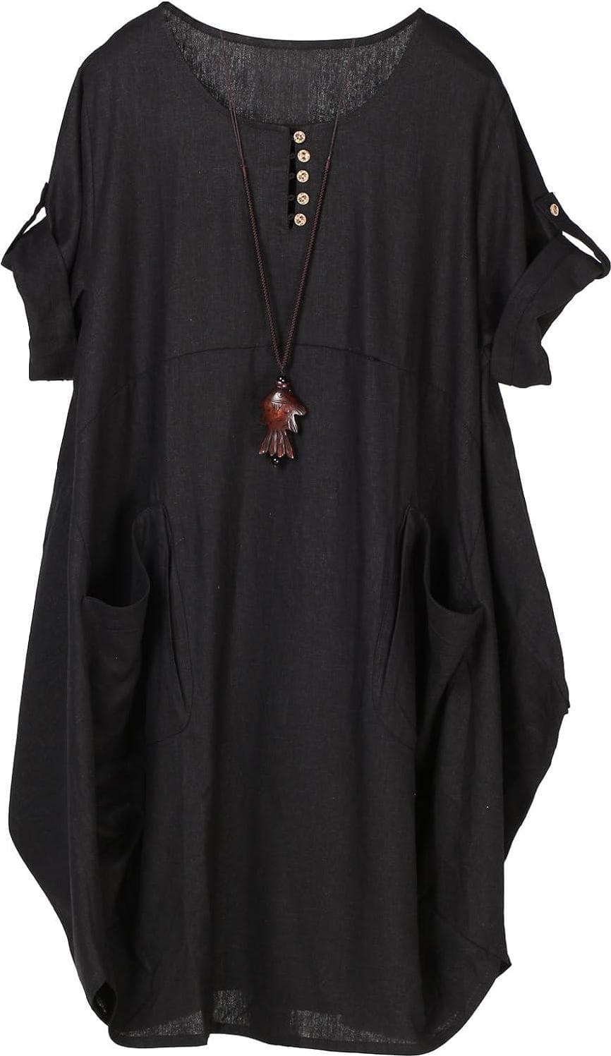 Minibee Women’s Ruffle Oversize Casual Midi Dresses with Pockets