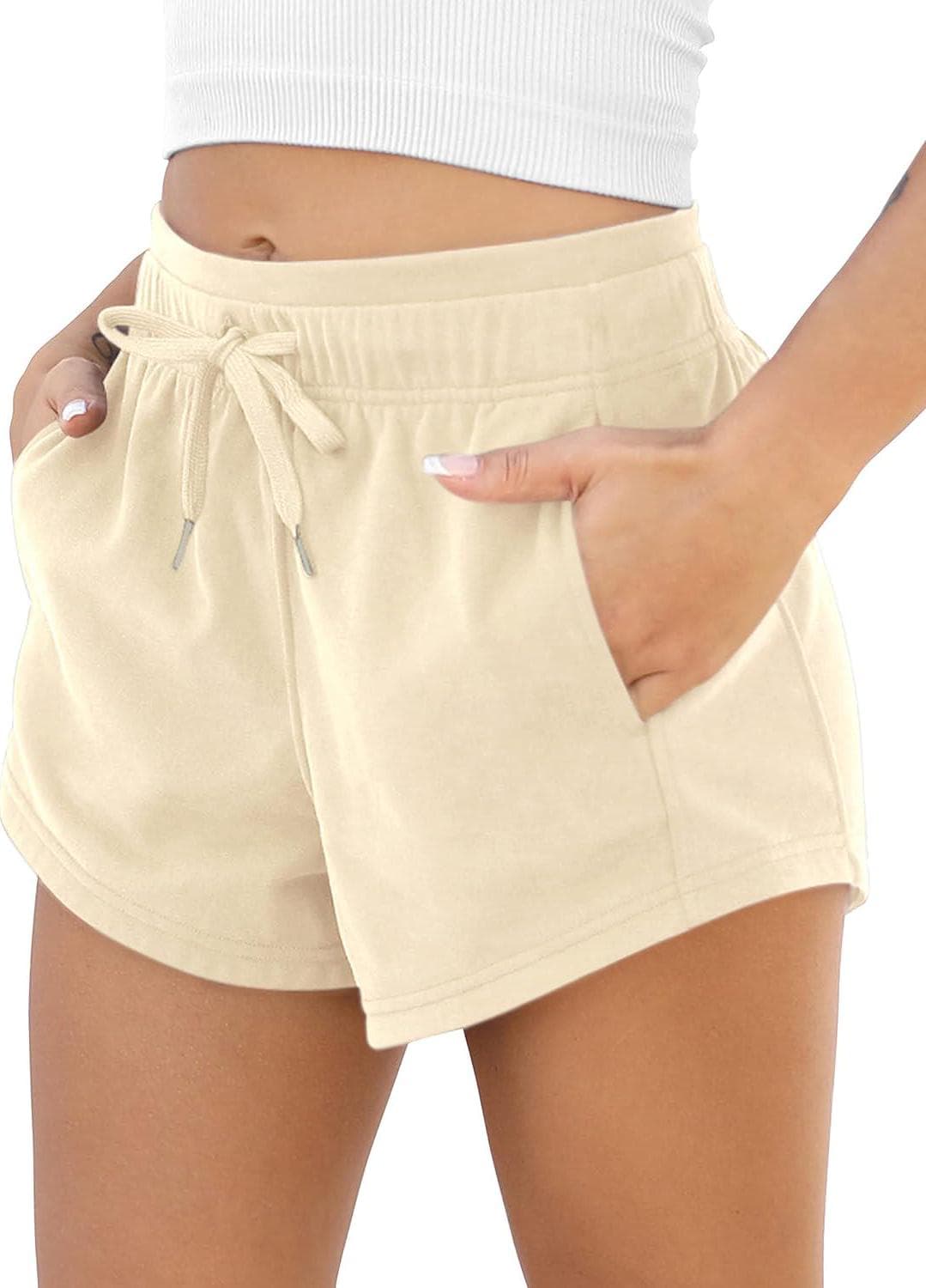 ODODOS Women’s Sweat Shorts with Pockets Cotton French Terry Drawstring Summer Workout Casual Lounge Shorts