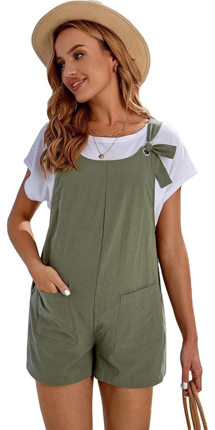 OYOANGLE Women’s Casual Overall Shorts Strap Short Romper Jumpsuit with Pockets