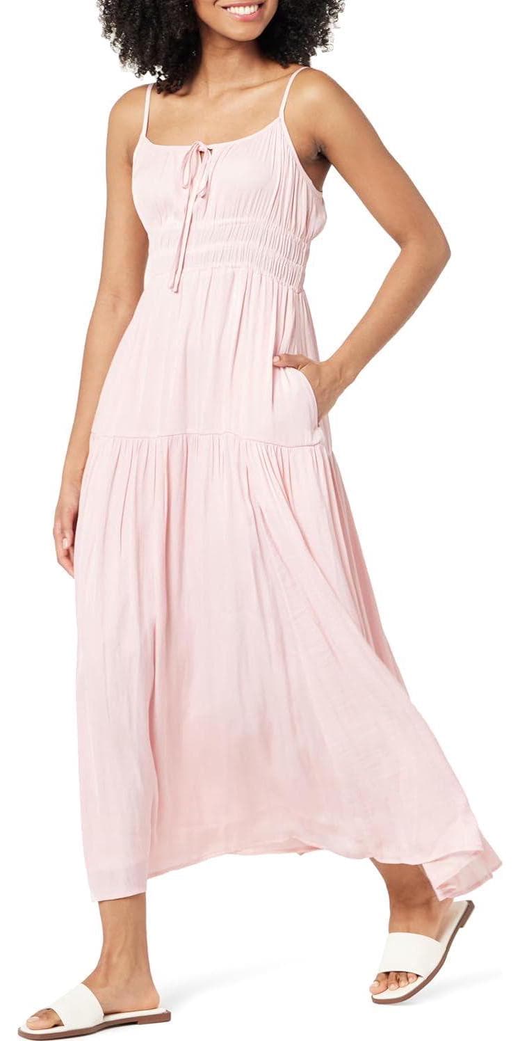 The Drop Women’s Tavia Tie-Front Tiered Maxi Dress