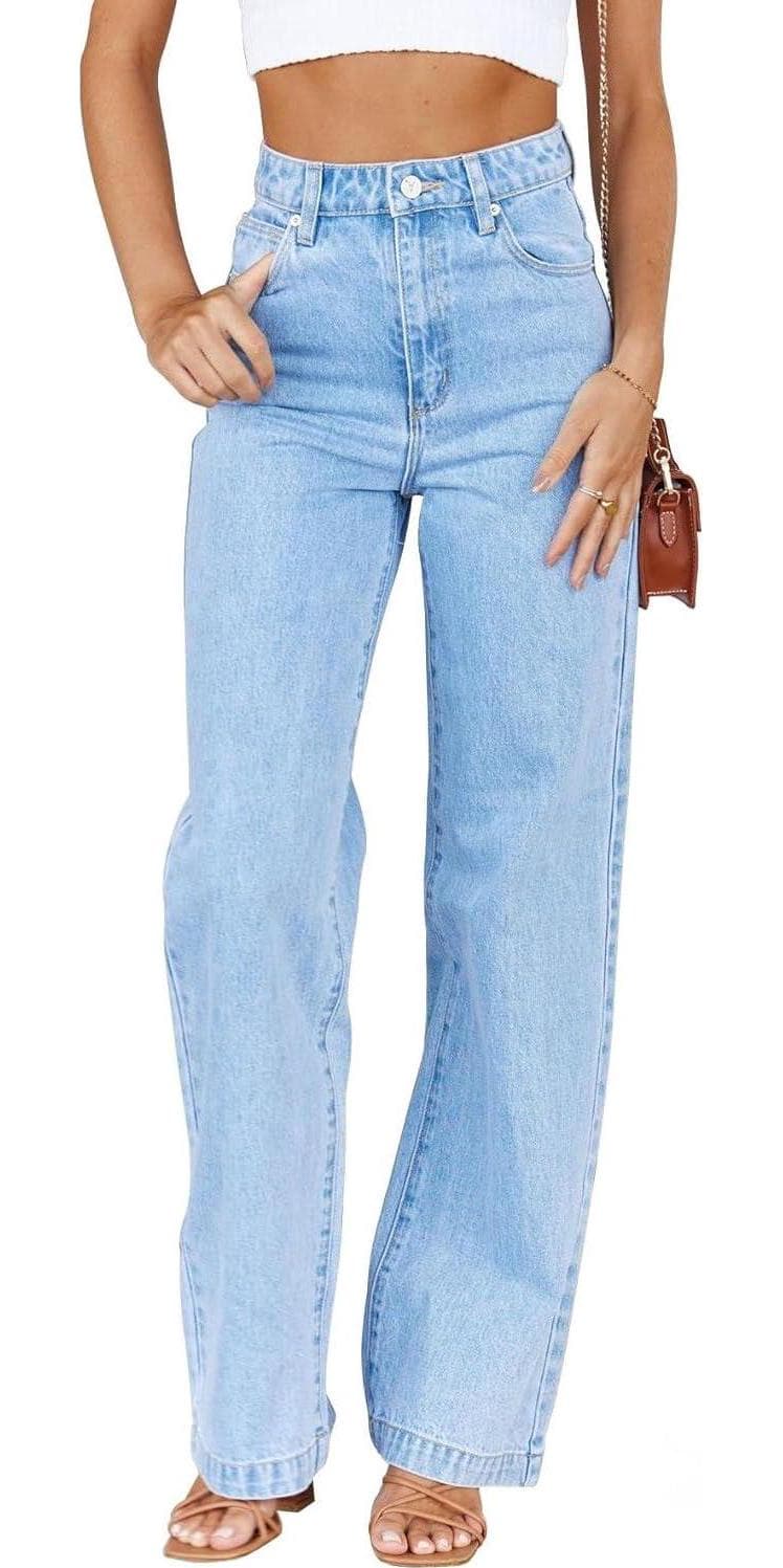 Womens Jeans Mid Waisted Straight Leg Loose Stretchy Lightweight Tummy Control Trendy Jeans for Women 2024